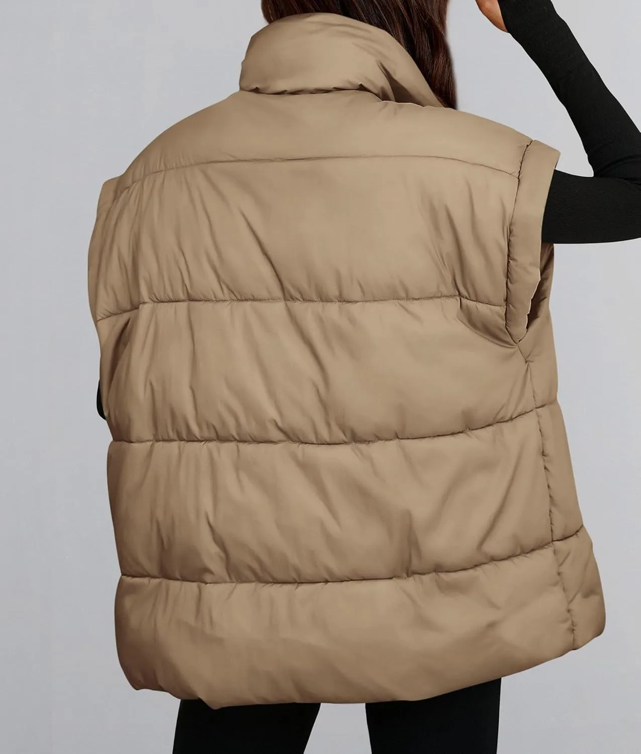 PRETTYGARDEN Women's Puffer Vest Fall Casual Stand Collar Lightweight Sleeveless Zip Up Padded Jackets Outerwear