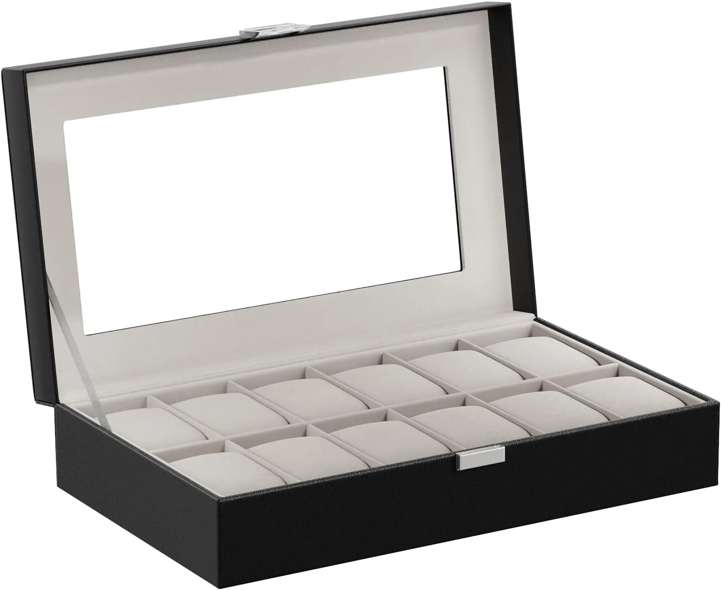 ProCase Watch Box Organizer for Men, 12 Slot Watch Display Case With Glass Lid, PU Leather Watch Storage Mens Watch Case, Watch Holder Organizer for Men Women -12 Slot, Black