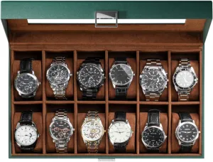 ProCase Watch Box Organizer for Men, 12 Slot Watch Display Case With Glass Lid, PU Leather Watch Storage Mens Watch Case, Watch Holder Organizer for Men Women -12Slot, MidnightGreen