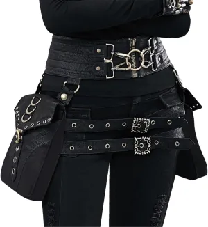 Punk Belt Bag Practical Hip Pack Gothic Phone Pouches Waist Bag for Travel Enthusiasts and Music Festivals