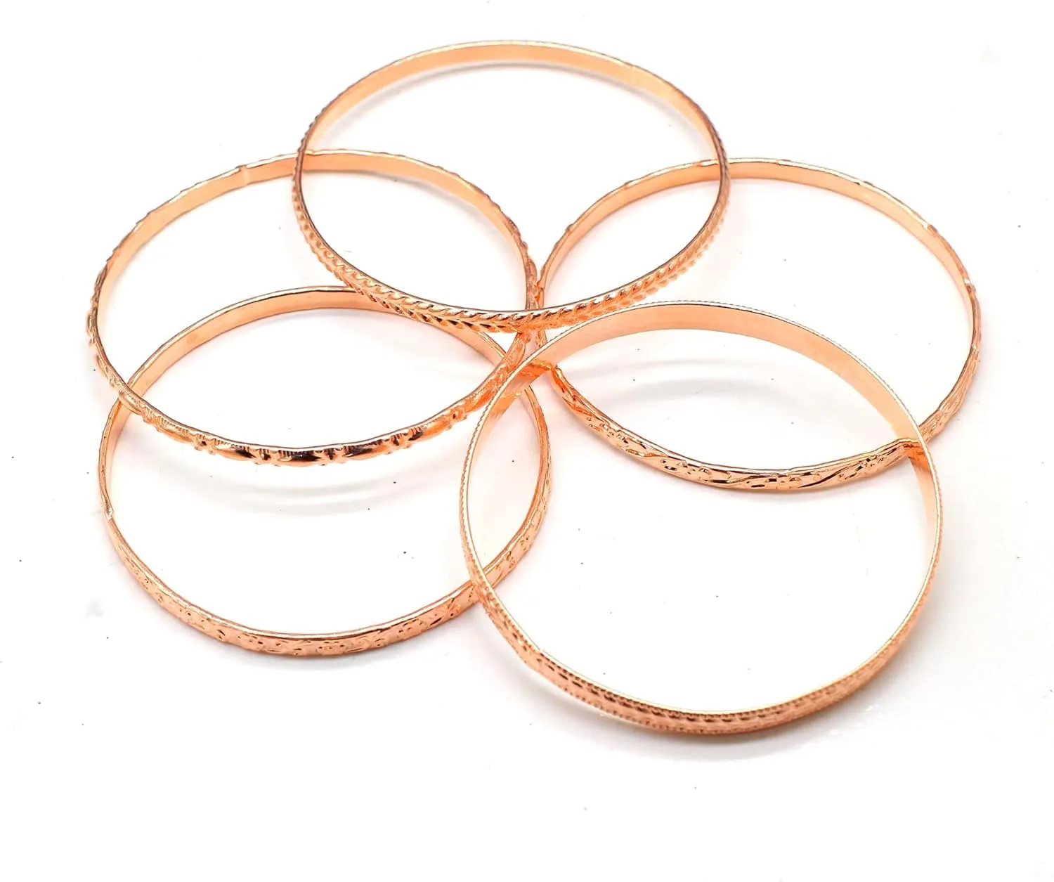 Pure Antique Copper Flower Mixed Metal Aztec African Indian Vintage Multi Bangle Copper Bracelet Tibetan Style. Hand Forged For Women Set of 5