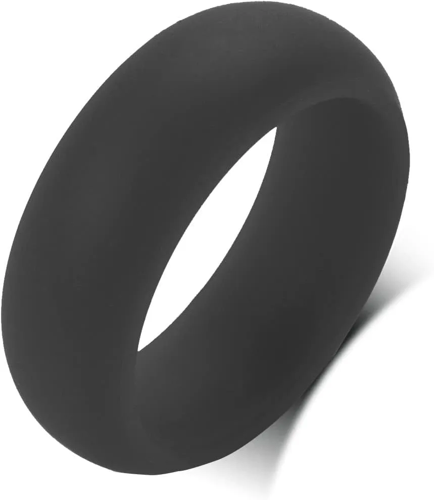 QINGDUO Personalized Silicone Wedding Rings for Men Women - Breathable Comfort Fit Domed Stackable Knuckle Ring - Sleek Design Engagement Bands, Size 6-12