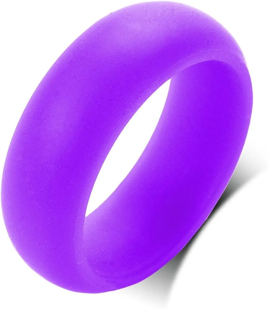 QINGDUO Personalized Silicone Wedding Rings for Men Women - Breathable Comfort Fit Domed Stackable Knuckle Ring - Sleek Design Engagement Bands, Size 6-12