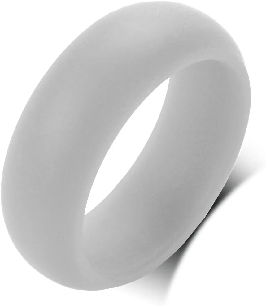QINGDUO Personalized Silicone Wedding Rings for Men Women - Breathable Comfort Fit Domed Stackable Knuckle Ring - Sleek Design Engagement Bands, Size 6-12