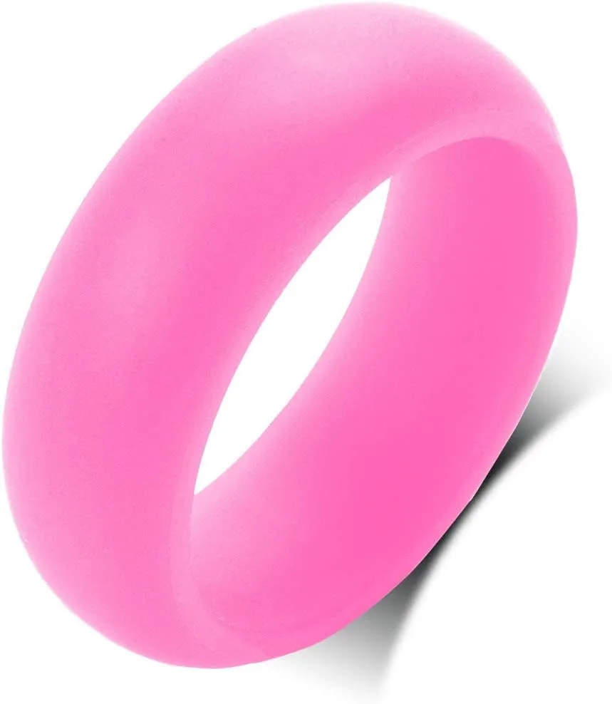 QINGDUO Personalized Silicone Wedding Rings for Men Women - Breathable Comfort Fit Domed Stackable Knuckle Ring - Sleek Design Engagement Bands, Size 6-12