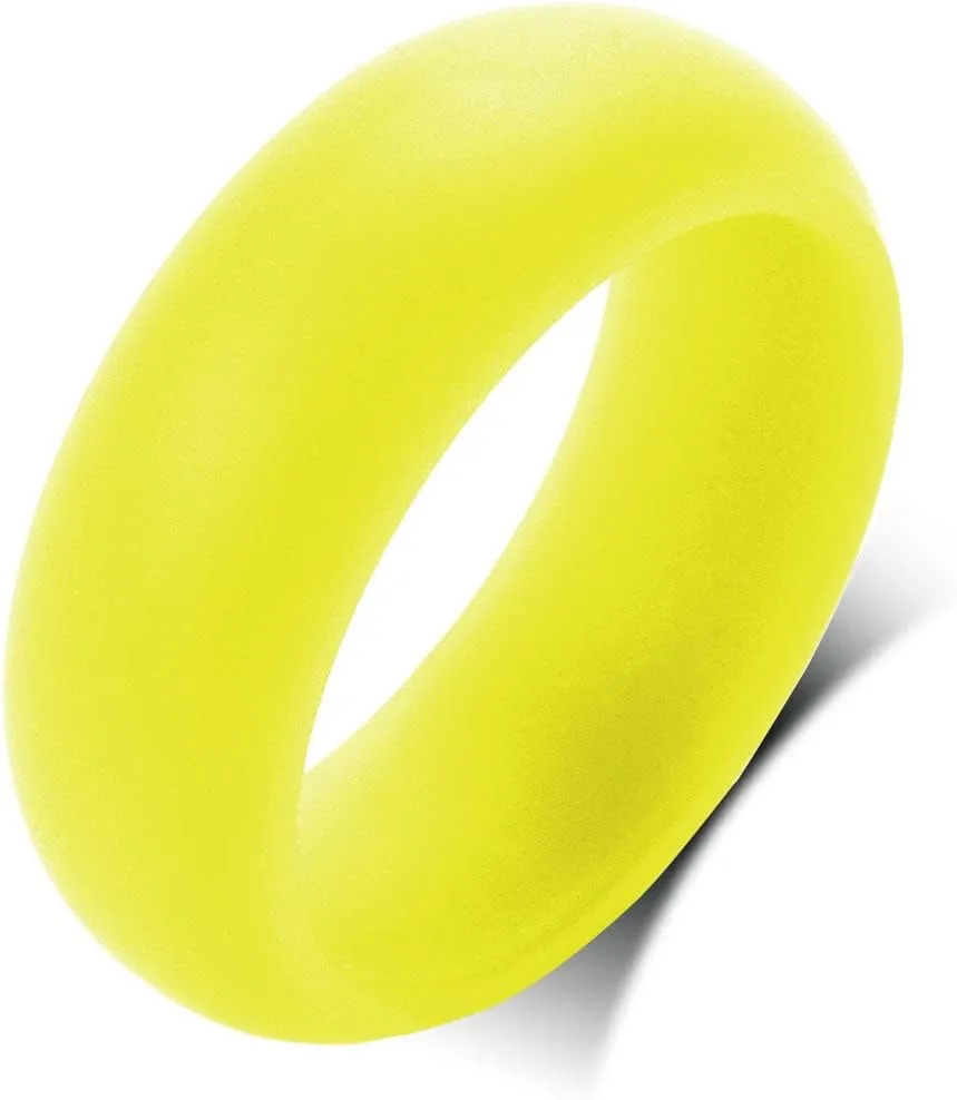 QINGDUO Personalized Silicone Wedding Rings for Men Women - Breathable Comfort Fit Domed Stackable Knuckle Ring - Sleek Design Engagement Bands, Size 6-12