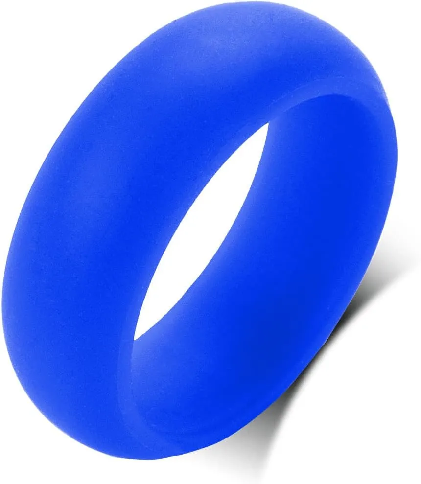 QINGDUO Personalized Silicone Wedding Rings for Men Women - Breathable Comfort Fit Domed Stackable Knuckle Ring - Sleek Design Engagement Bands, Size 6-12