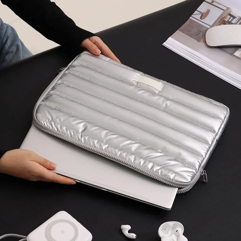 Quilted Laptop Sleeve 13 14 Inch for Women and Men Stylish and Practical Computer Protective Case for Travel or Business
