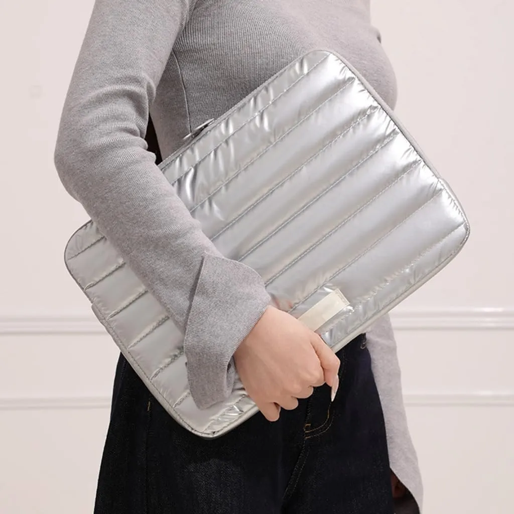 Quilted Laptop Sleeve 13 14 Inch for Women and Men Stylish and Practical Computer Protective Case for Travel or Business