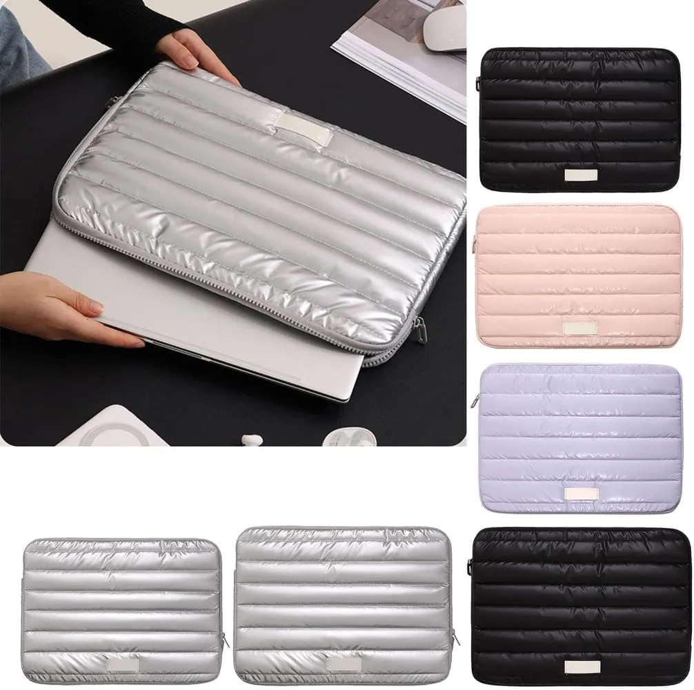 Quilted Laptop Sleeve 13 14 Inch for Women and Men Stylish and Practical Computer Protective Case for Travel or Business