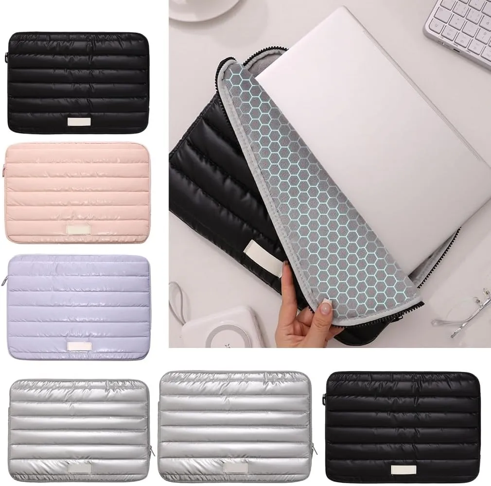 Quilted Laptop Sleeve 13 14 Inch for Women and Men Stylish and Practical Computer Protective Case for Travel or Business
