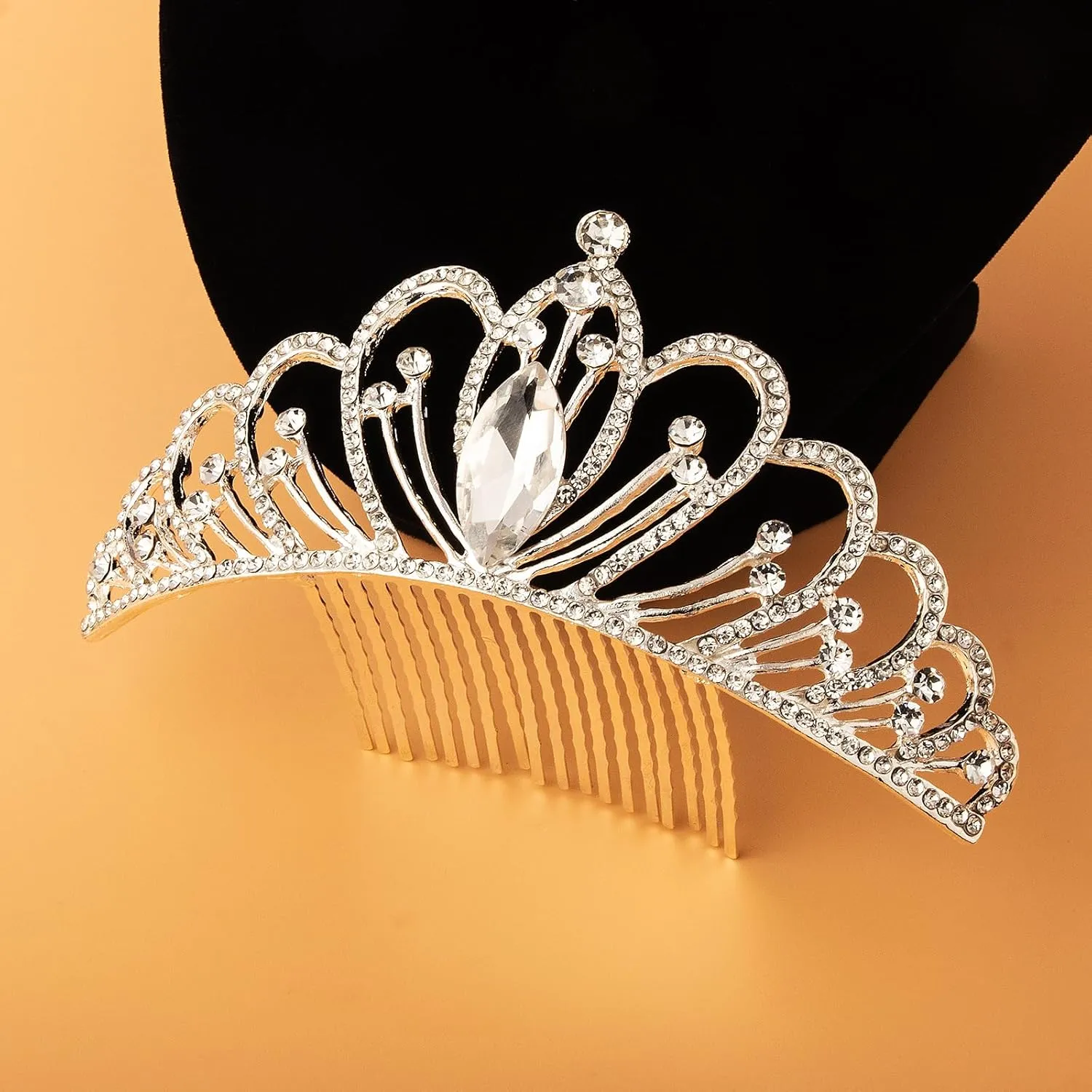 Quinceanera Crowns,Crystal CrownRhinestone Necklace Dangle Earrings Link Bracelet Set Queen Crowns for Bridal Wedding Prom, Birthday Party, Silver Jewelry Set for Women