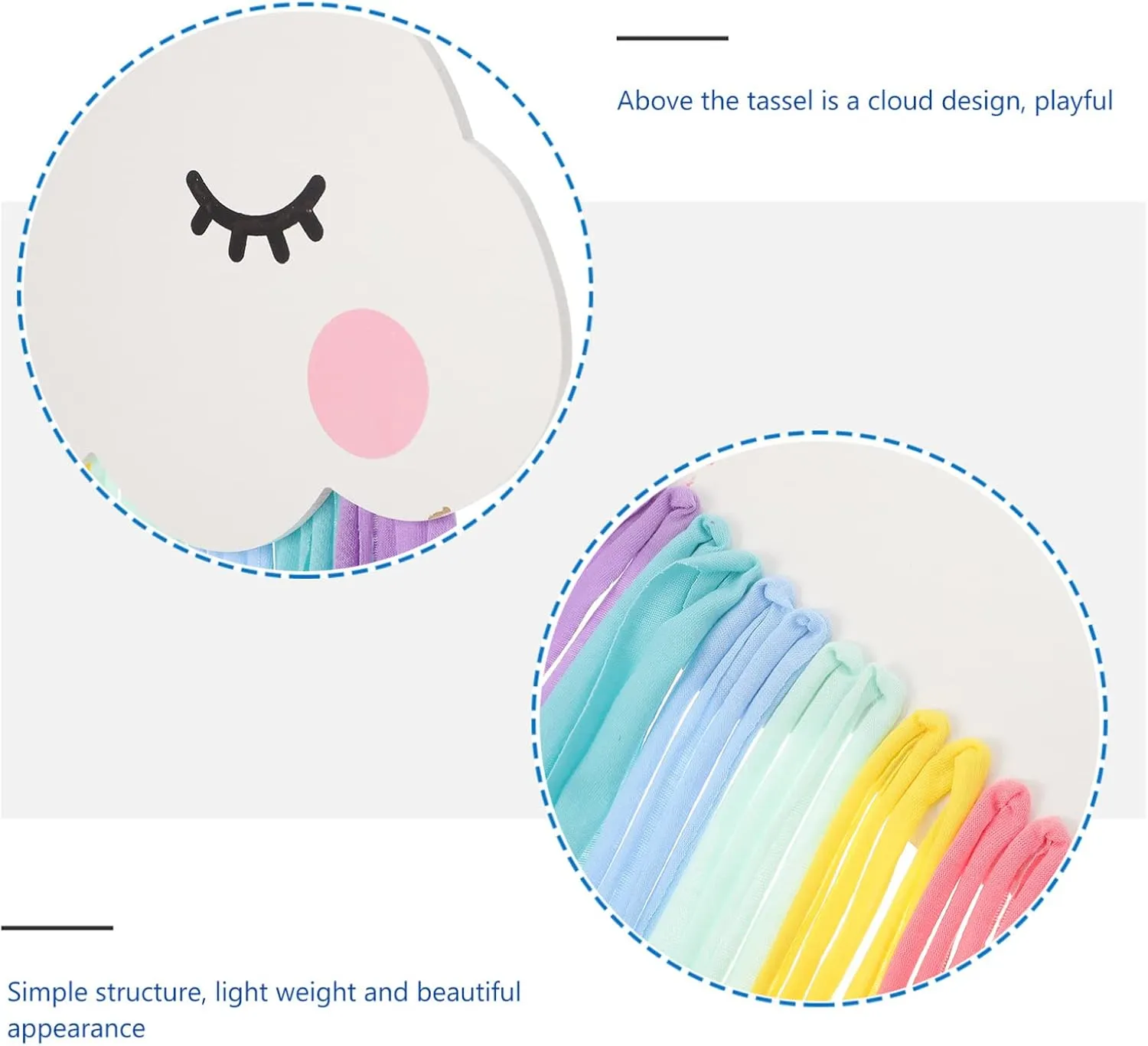 Rainbow Tassel Hair Bows Holder: Rainbow Cloud Hair Clips Holder Bows Hair Pins Storage Organizer Wall Hanging Decor for Little Girls