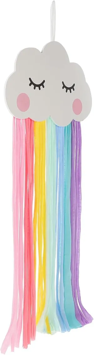 Rainbow Tassel Hair Bows Holder: Rainbow Cloud Hair Clips Holder Bows Hair Pins Storage Organizer Wall Hanging Decor for Little Girls