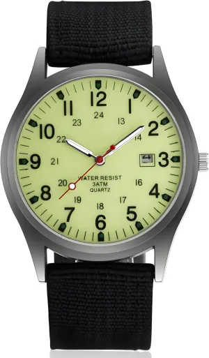 Reginald Mens Watches Unisex Military Watches Sport Nylon Strap Stylish Luminous Fashion Watches Analog Quartz Watches for Men Army Wristwatch