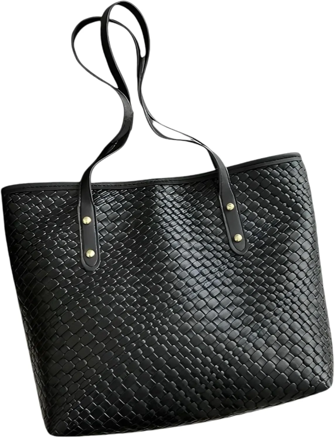 Retro Embossed Lattice Chain Tote Bag - Stylish One-Shoulder Crossbody for Women, PU & Polyester, Black