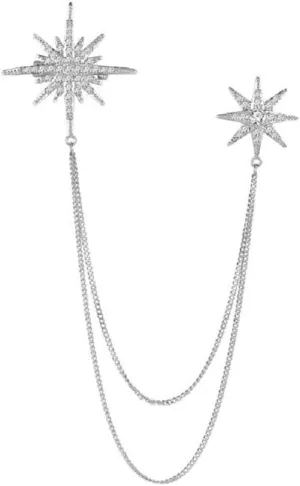 Rhinestone Star Sparkling Brooch Pin for Women Men Fashion Crystal Snowflake Tassel Lapel Pins Dress Suit Accessories Jewelry Christmas Wedding Valentine's Day Gifts