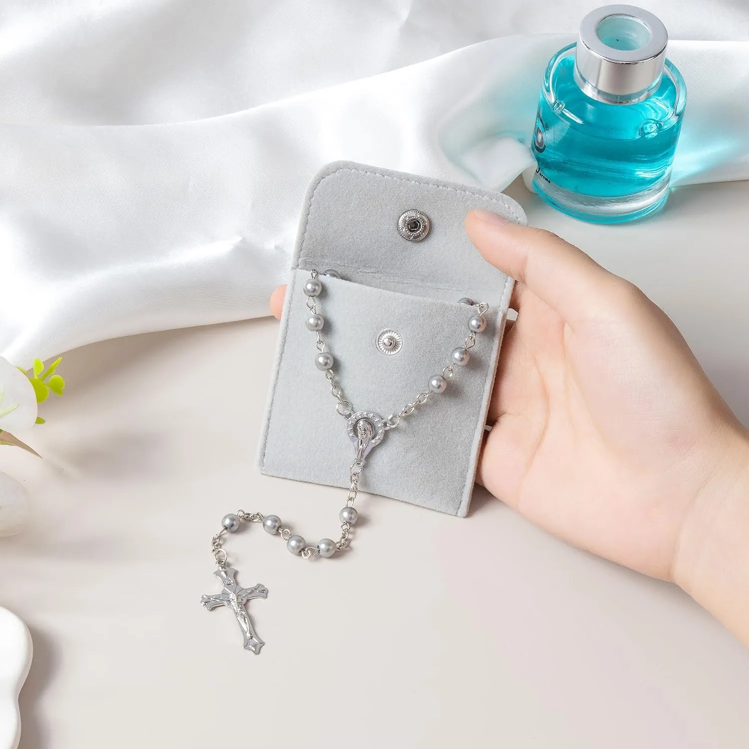 Rosary Beads Catholic for Women - Rosary Necklace Artificial Pearls, Solid Colored Simple Style Rosary Beads, Gifts for Women
