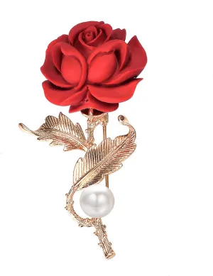 Rose Brooch Pins for Women Gold Plated Brooch for Dress Trendy Jewelry