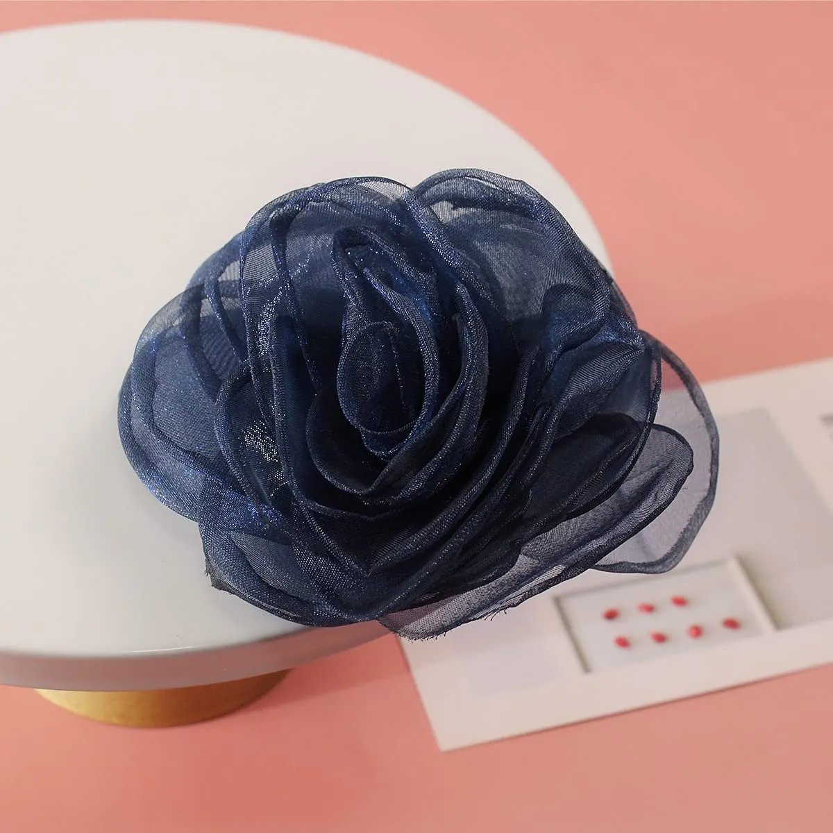 Rose Flower Hairpin Hair Clip Rose Floral Brooches for Women Hair Accessories Wedding (Blue)