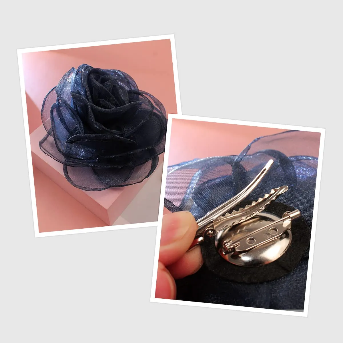Rose Flower Hairpin Hair Clip Rose Floral Brooches for Women Hair Accessories Wedding (Blue)