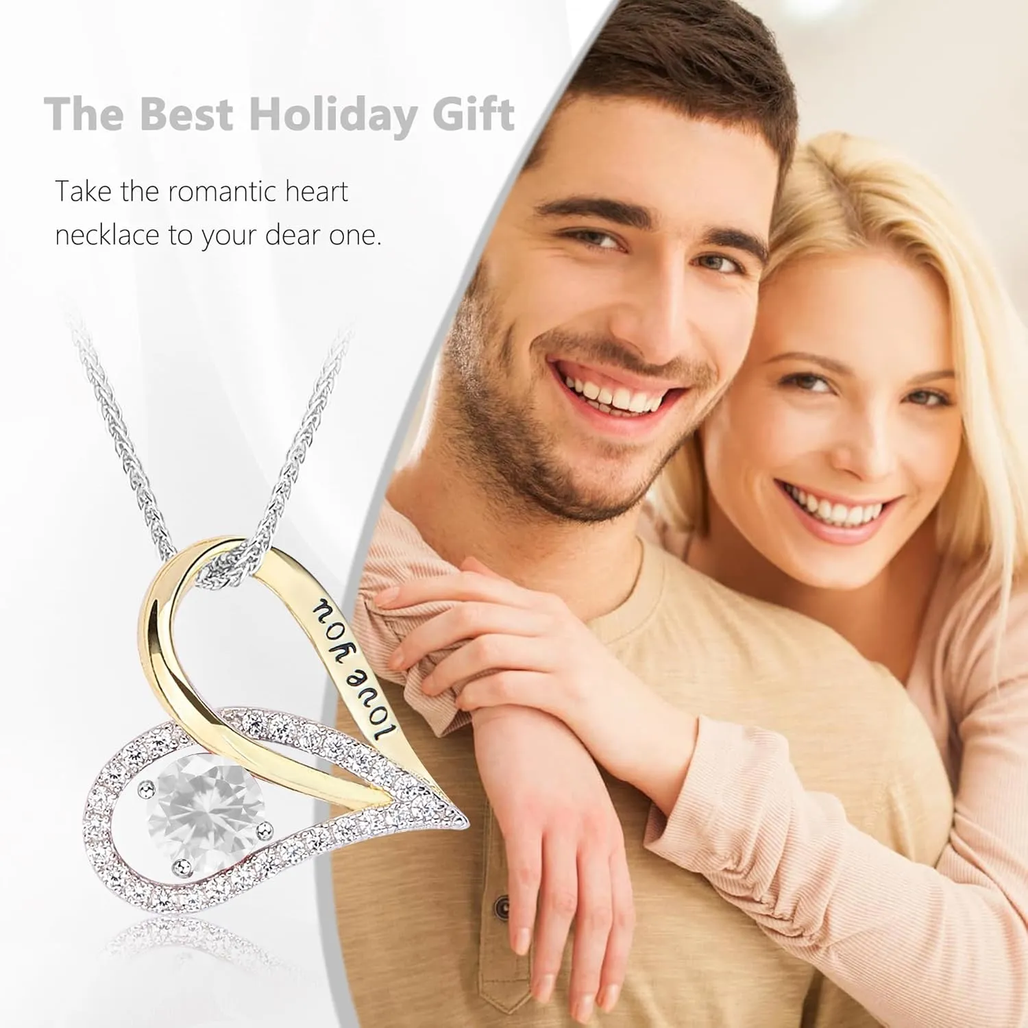 S925 Sterling Silver Two?Tone Gold Heart Pendant Necklace | 18?? 2?? Adjustable Necklace for Women with Bonus S925 Silver Two?Tone Chain