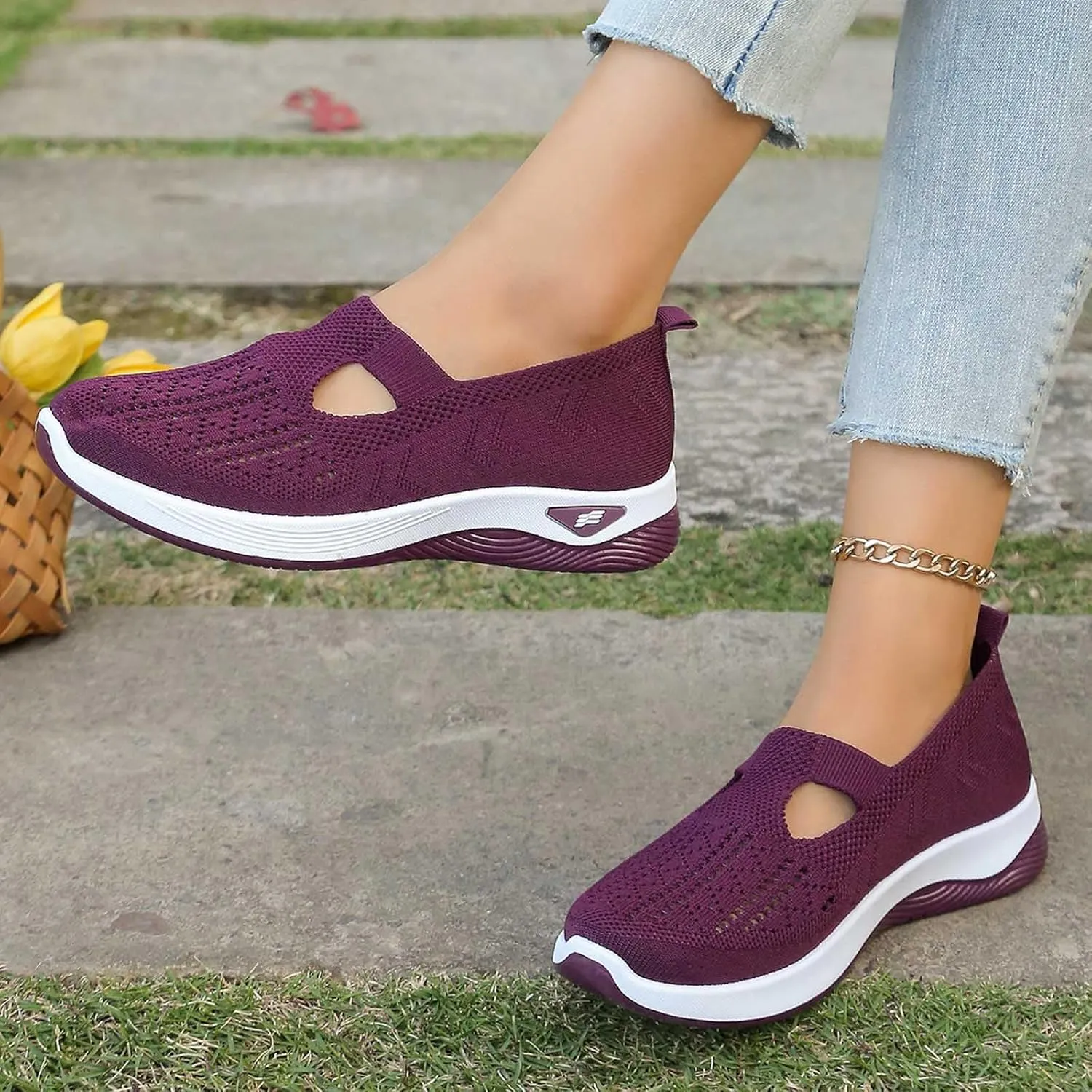 Sandals for Women Orthopedic Breathable Sandals Slip on Arch Support Sandal Memory Foam Sandal Walking Shoes