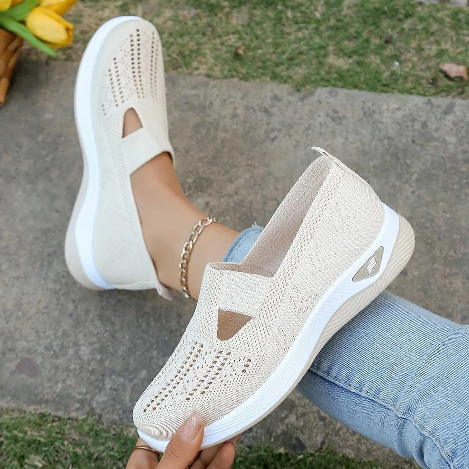 Sandals for Women Orthopedic Breathable Sandals Slip on Arch Support Sandal Memory Foam Sandal Walking Shoes