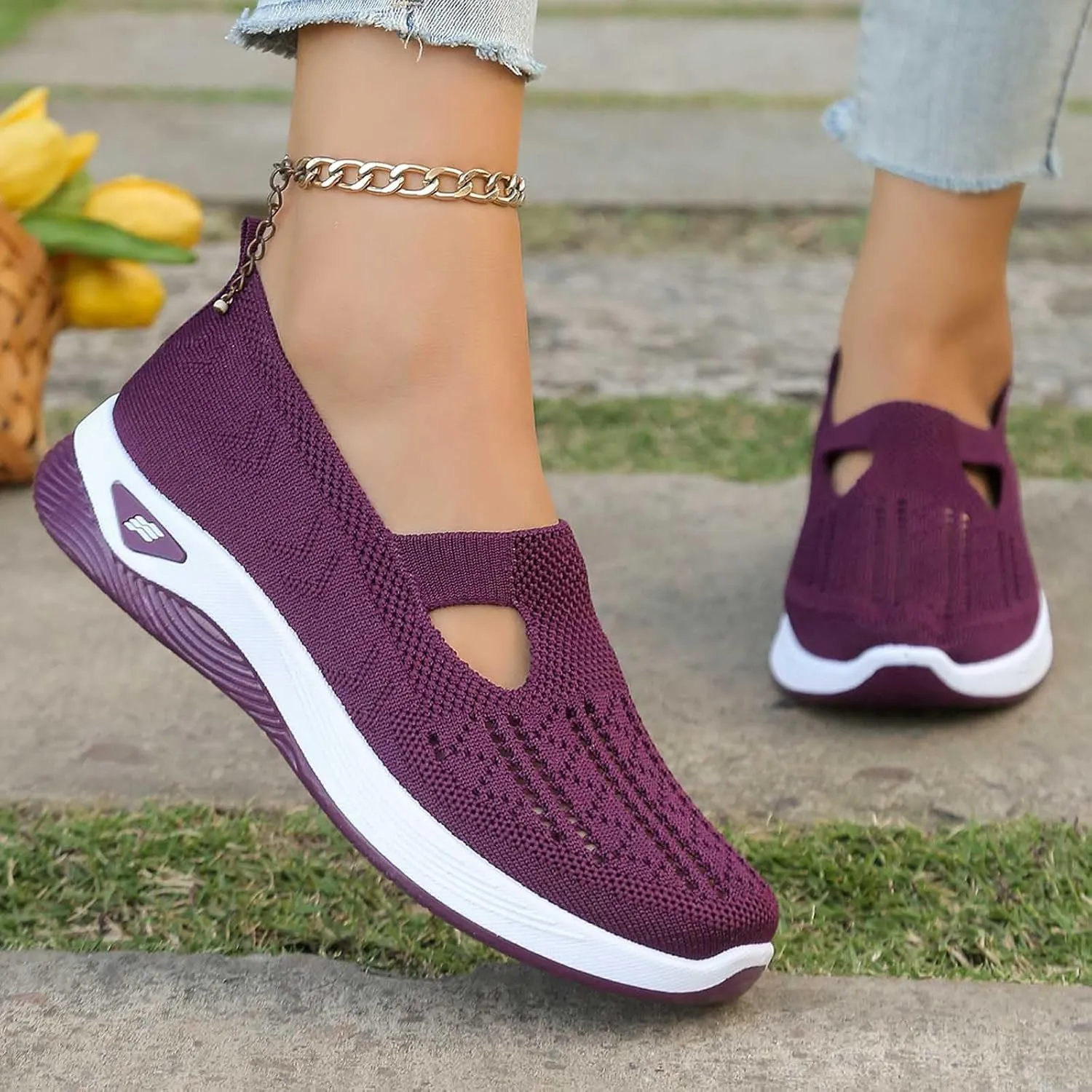 Sandals for Women Orthopedic Breathable Sandals Slip on Arch Support Sandal Memory Foam Sandal Walking Shoes