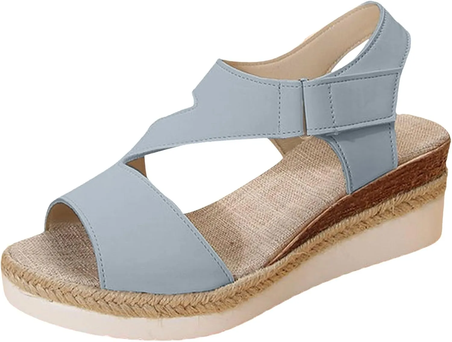 Sandals for Women Orthopedic Shoes Open Toe Espadrilles Wedge Sandals Dressy Summer Comfortable Casual Beach Walking Platform Sandals with Adjustable Hook Loop