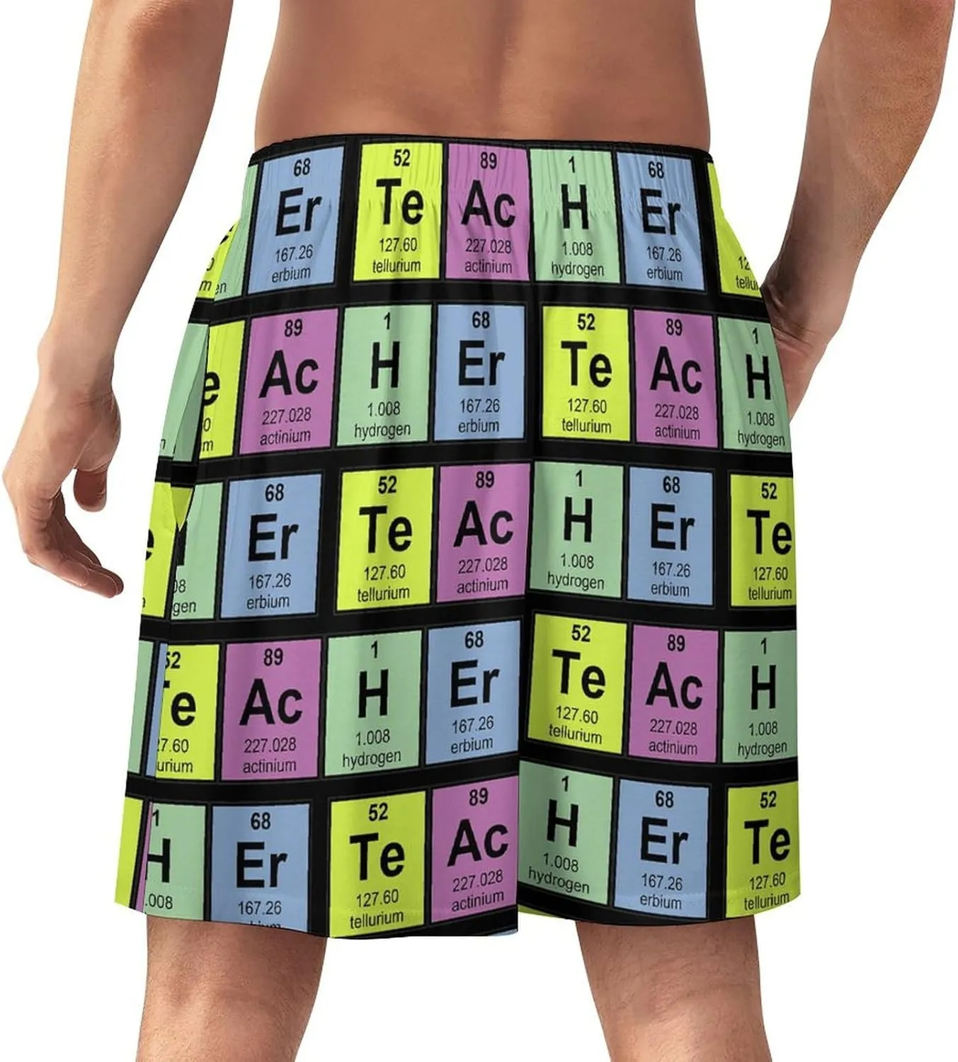 Science Teacher Chemical Elements Men's Satin Pajama Boxer Shorts Silk Feeling Lounge Sleep Underwear