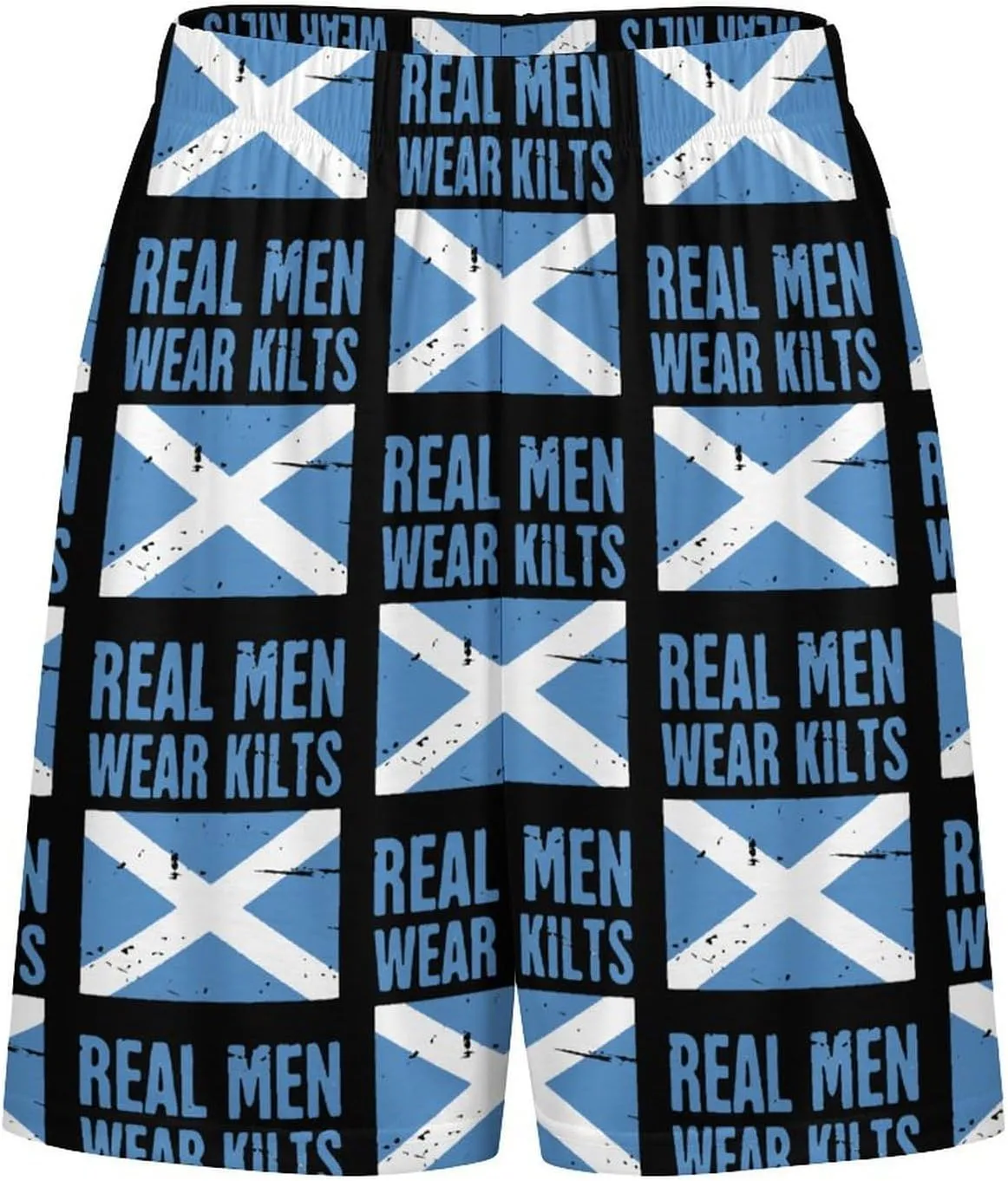 Scottish Flag Real Men Wear Kilts Men's Satin Pajama Boxer Shorts Silk Feeling Lounge Sleep Underwear