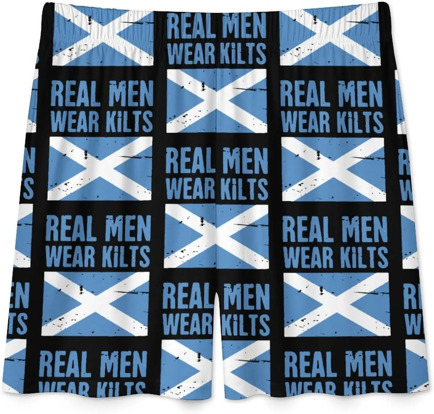 Scottish Flag Real Men Wear Kilts Men's Satin Pajama Boxer Shorts Silk Feeling Lounge Sleep Underwear
