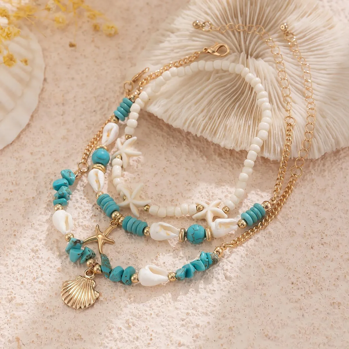 Seashell Anklets Starfish Scallop Sea Turtle Boho Ankle Bracelets for Women Summer Beach Bracelets Hawaiian Ocean Jewelry