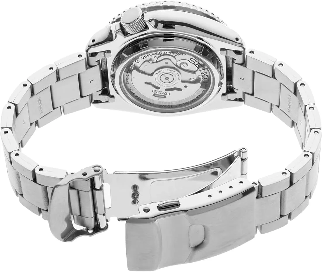 Seiko Automatic Watch for Men - 5 Sports - Day/Date Calendar, LumiBrite Hands and Markers, and Rotating Bezel, 100m Water-Resistant