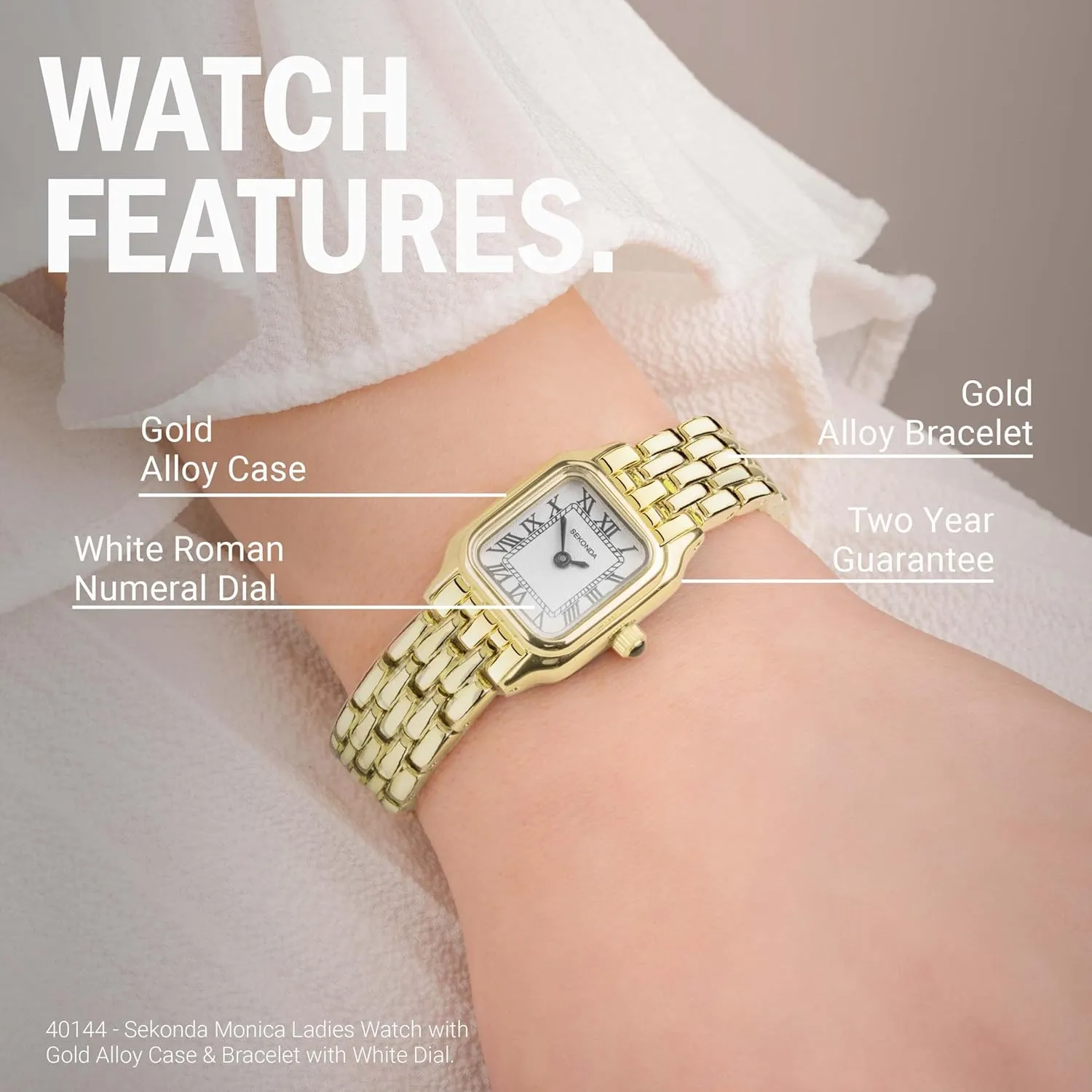 Sekonda Monica Ladies 20mm Quartz Watch in White with Roman Numerals, Analogue Display and Alloy Strap