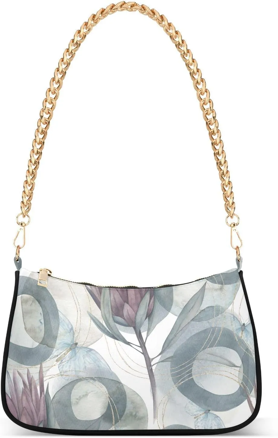 Shoulder Bag for Women Abstract Floral Butterfly Hobo Purses Handbags for Women with Chain Strap