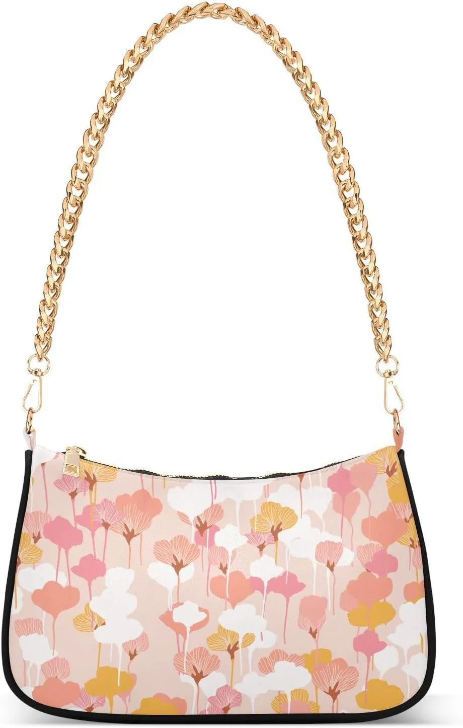 Shoulder Bag for Women Abstract Floral Hobo Purses Handbags for Women with Chain Strap