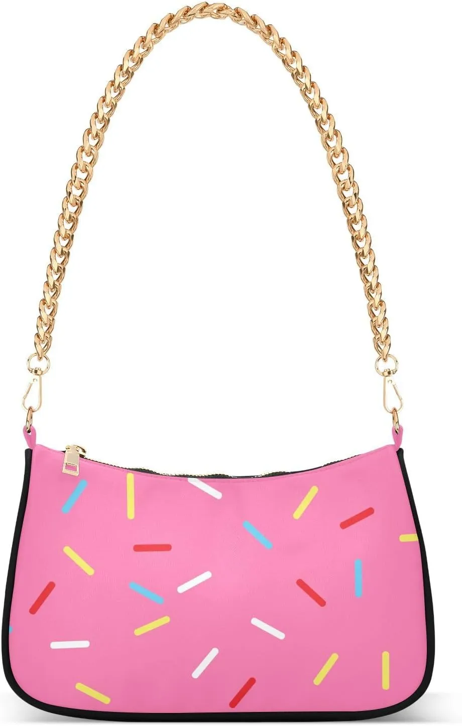 Shoulder Bag for Women Bright Pink Donuts Glaze Hobo Purses Handbags for Women with Chain Strap