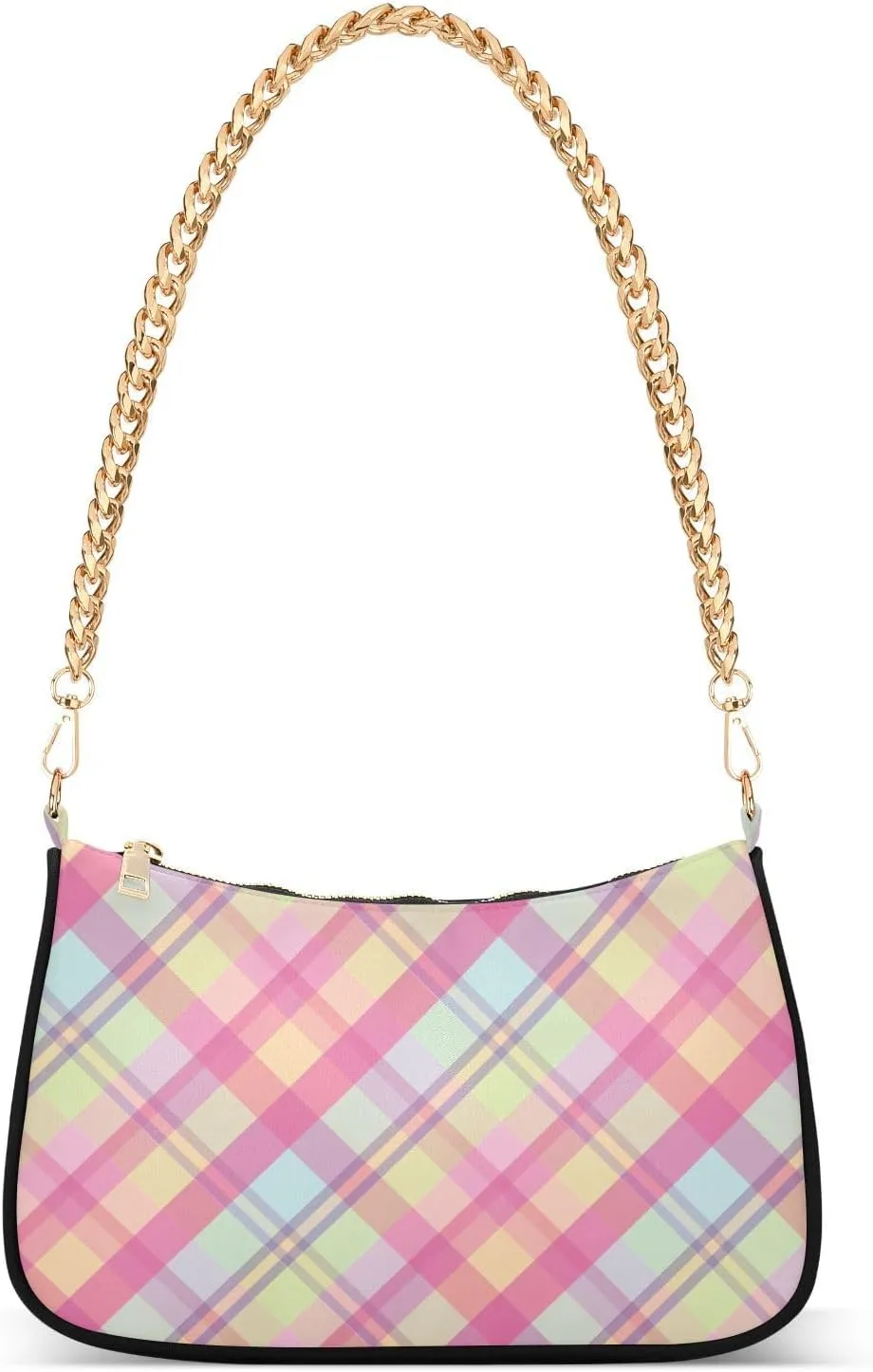 Shoulder Bag for Women Cute Easter Plaid Hobo Purses Handbags for Women with Chain Strap