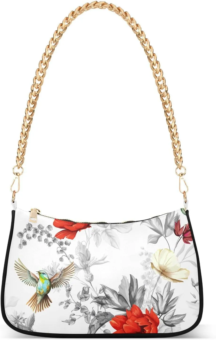 Shoulder Bag for Women Hummingbird Flowers Hobo Purses Handbags for Women with Chain Strap