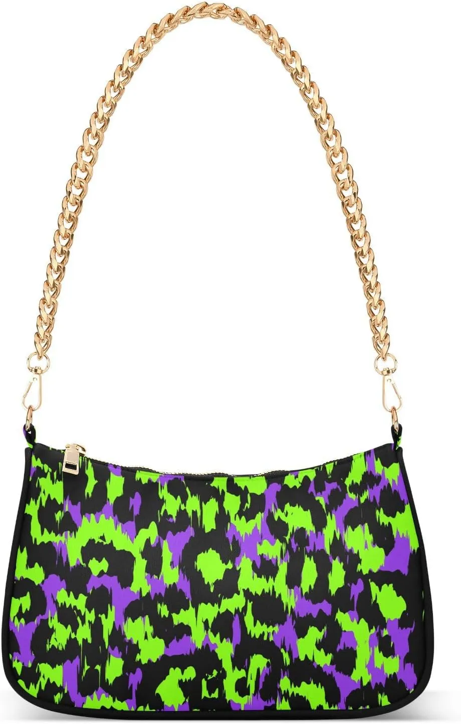 Shoulder Bag for Women Neon Green and Purple Spots Hobo Purses Handbags for Women with Chain Strap