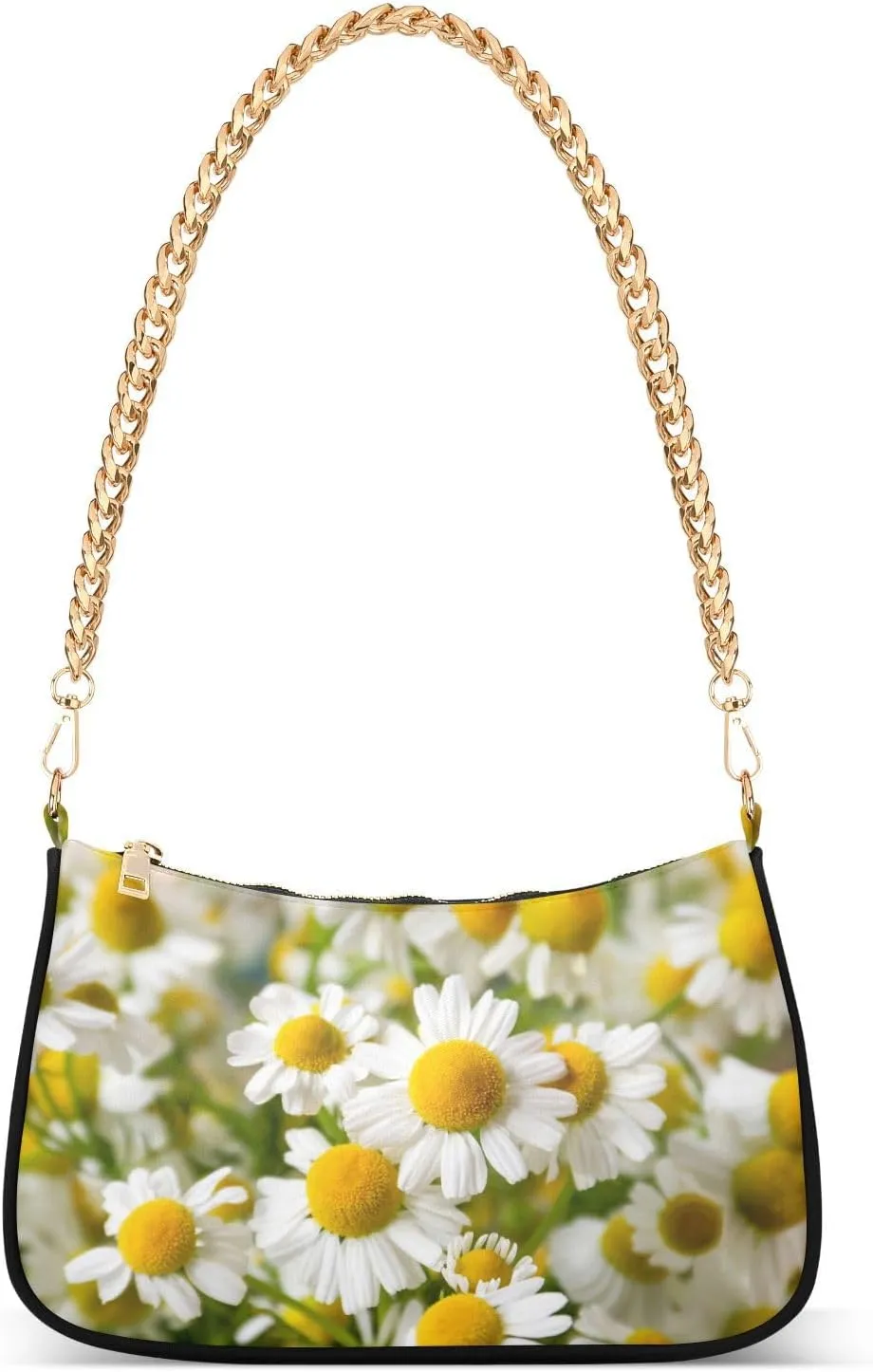 Shoulder Bag for Women Summer Chamomile Flower Field Hobo Purses Handbags for Women with Chain Strap