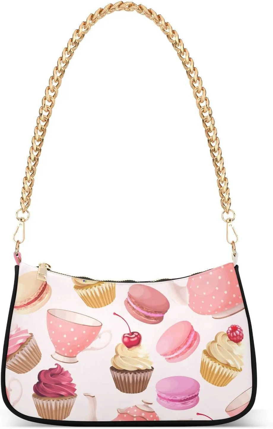 Shoulder Bag for Women Teapot Teacup Cupcakes Hobo Purses Handbags for Women with Chain Strap