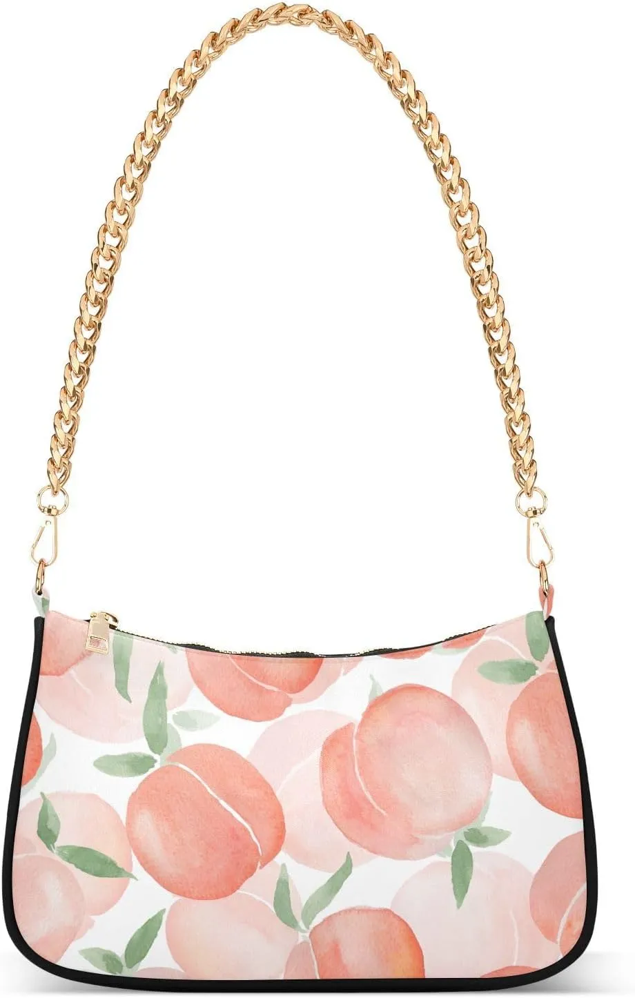 Shoulder Bag for Women Watercolor Pink Peach Fruits Hobo Purses Handbags for Women with Chain Strap