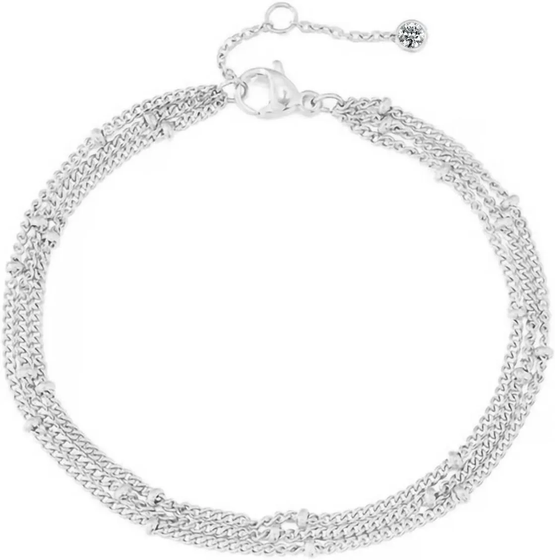 Silver Layered Anklets for Women Sliver Beaded Waterproof Anklet Adjustable Link Anklets Stackable Dainty Anklets Summer Beach Jewelry for Women