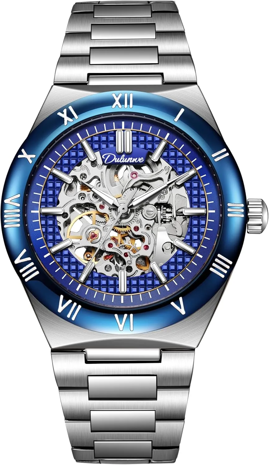 Skeleton Men's Watch Luxury Automatic Mechanical Watches Luminous Waterproof Stainless Steel/Rubber Strap Wristwatch