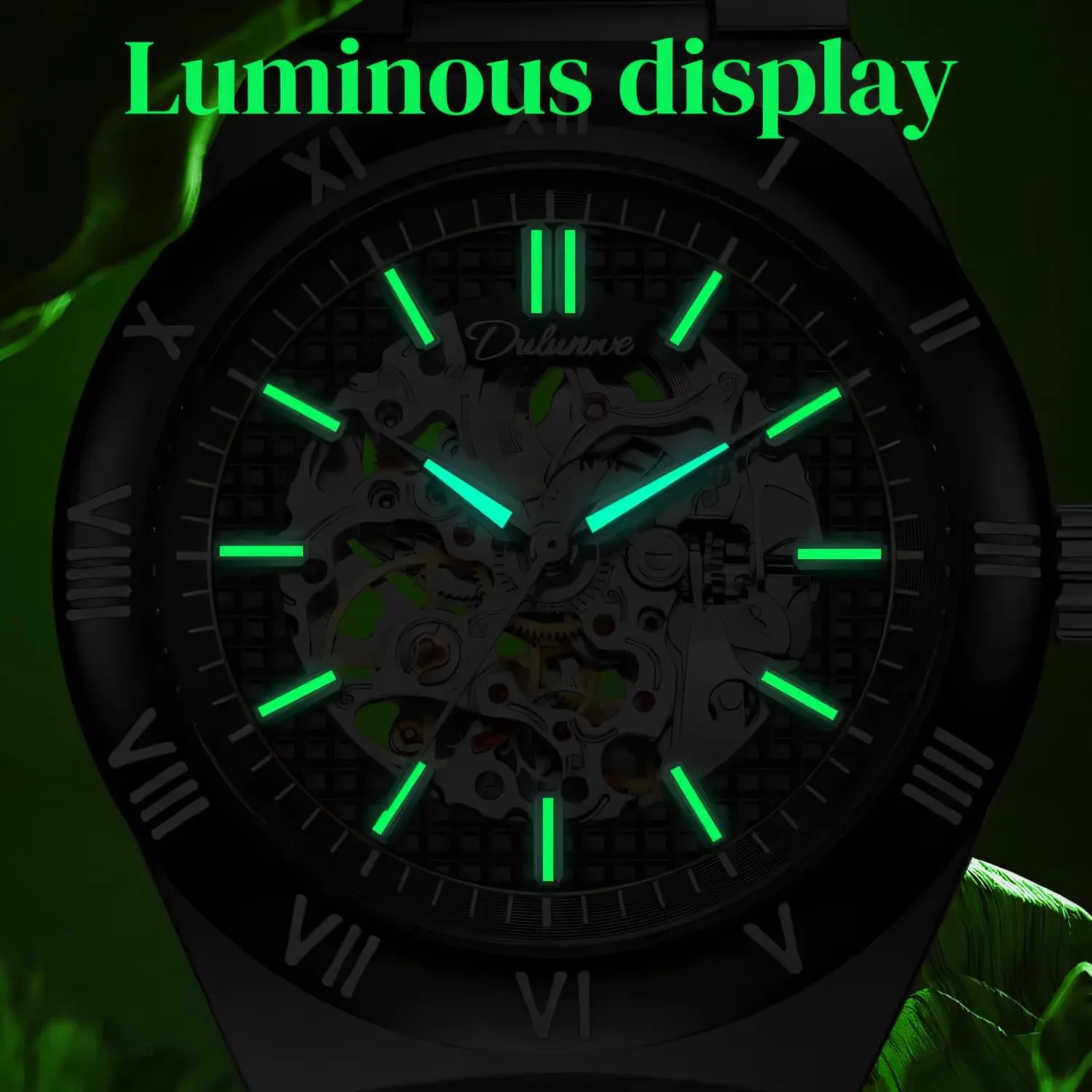 Skeleton Men's Watch Luxury Automatic Mechanical Watches Luminous Waterproof Stainless Steel/Rubber Strap Wristwatch