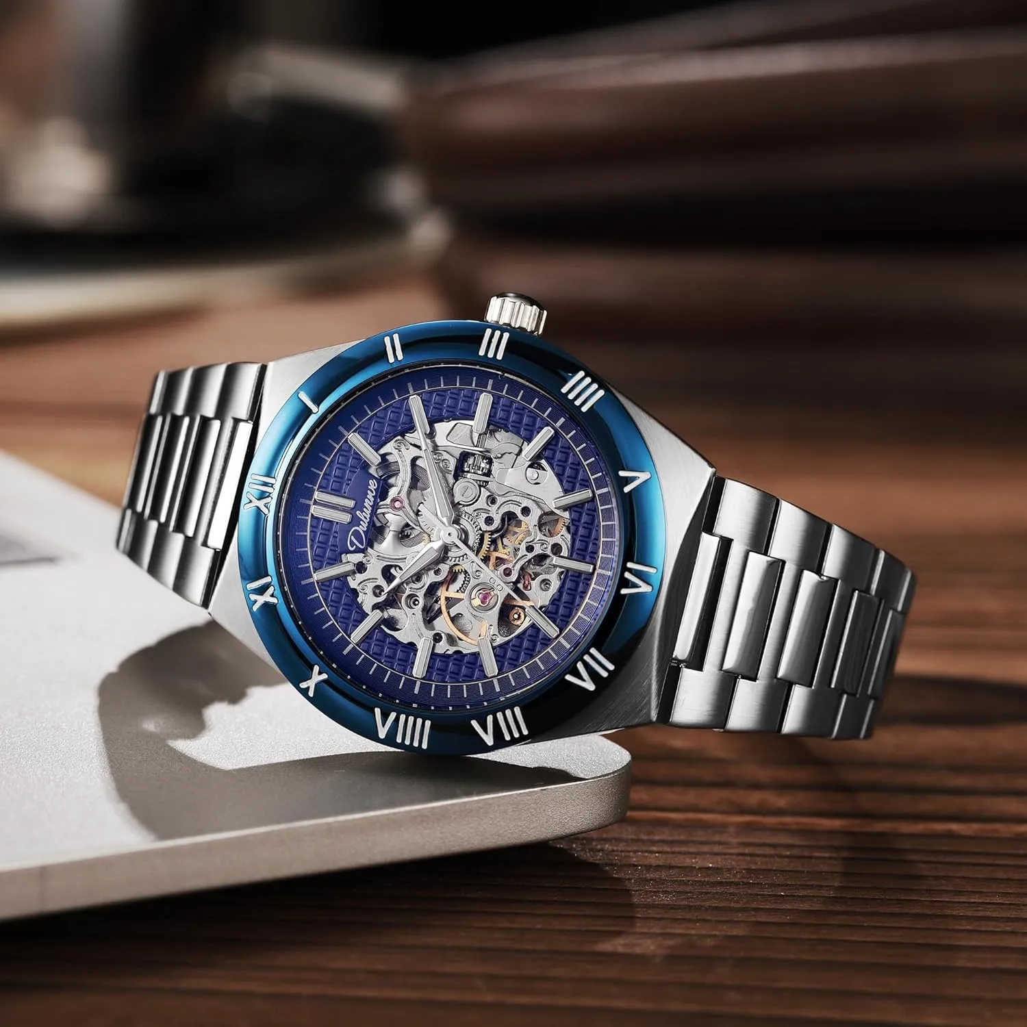 Skeleton Men's Watch Luxury Automatic Mechanical Watches Luminous Waterproof Stainless Steel/Rubber Strap Wristwatch