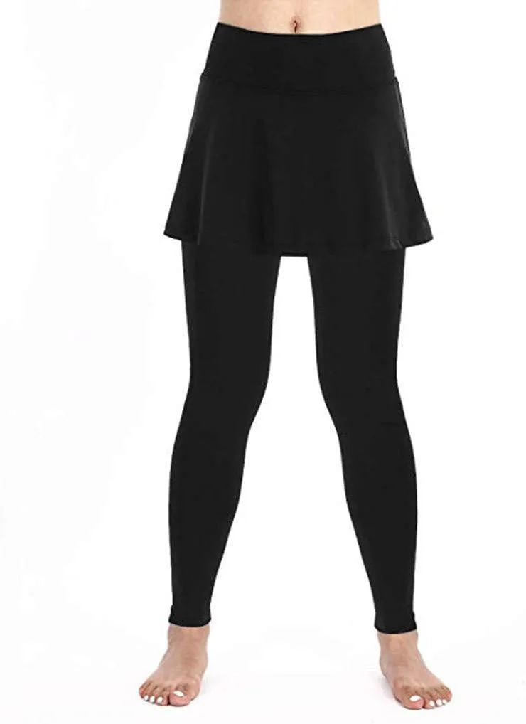 Skirted Legging for Women Tennis Yoga Active Pleated Skort Athletic Ruffle Golf Lightweight Stretch High Waisted Pant